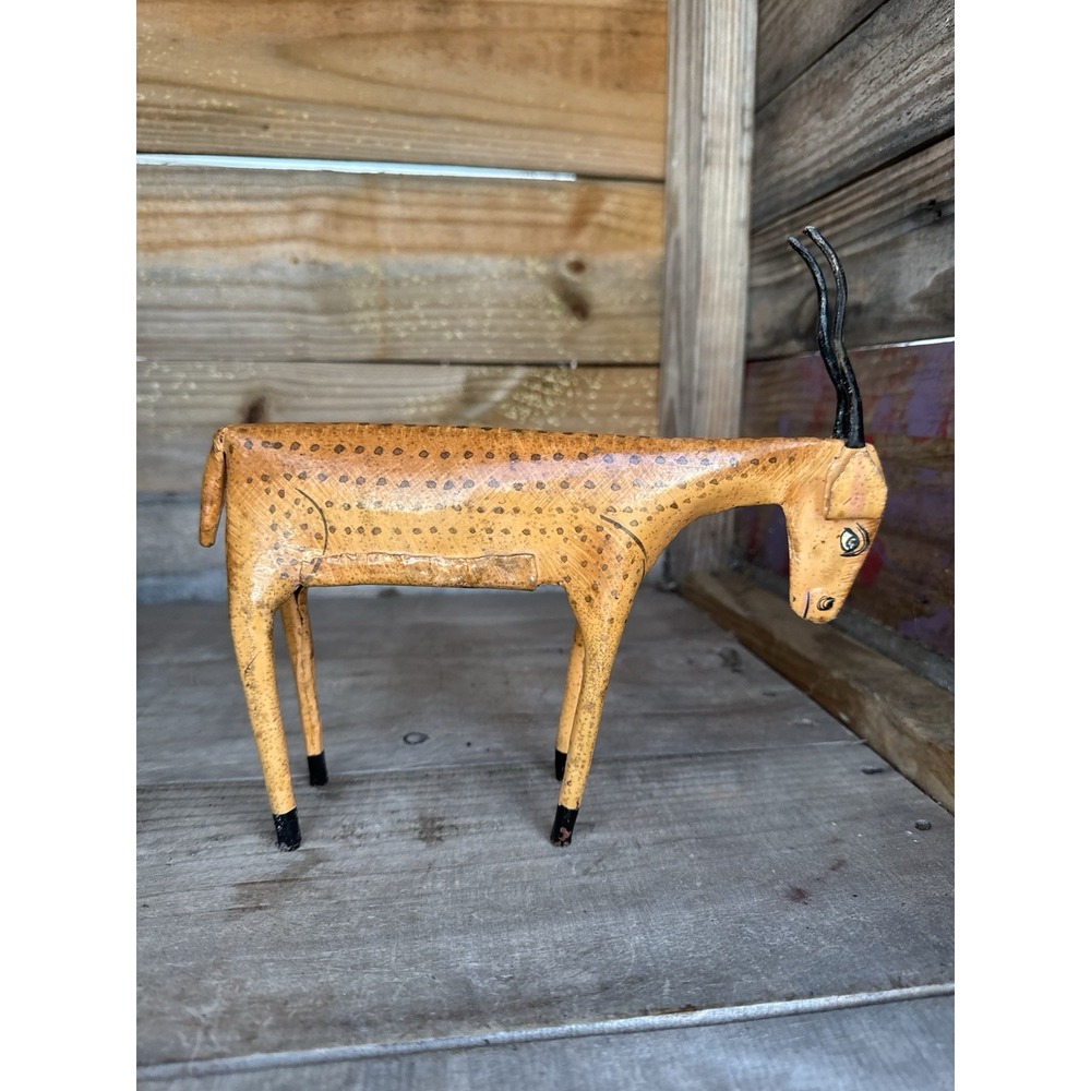 Mid 20th Century Beautiful‎ Native Hand Painted Deer Gazelle Metal Statue India